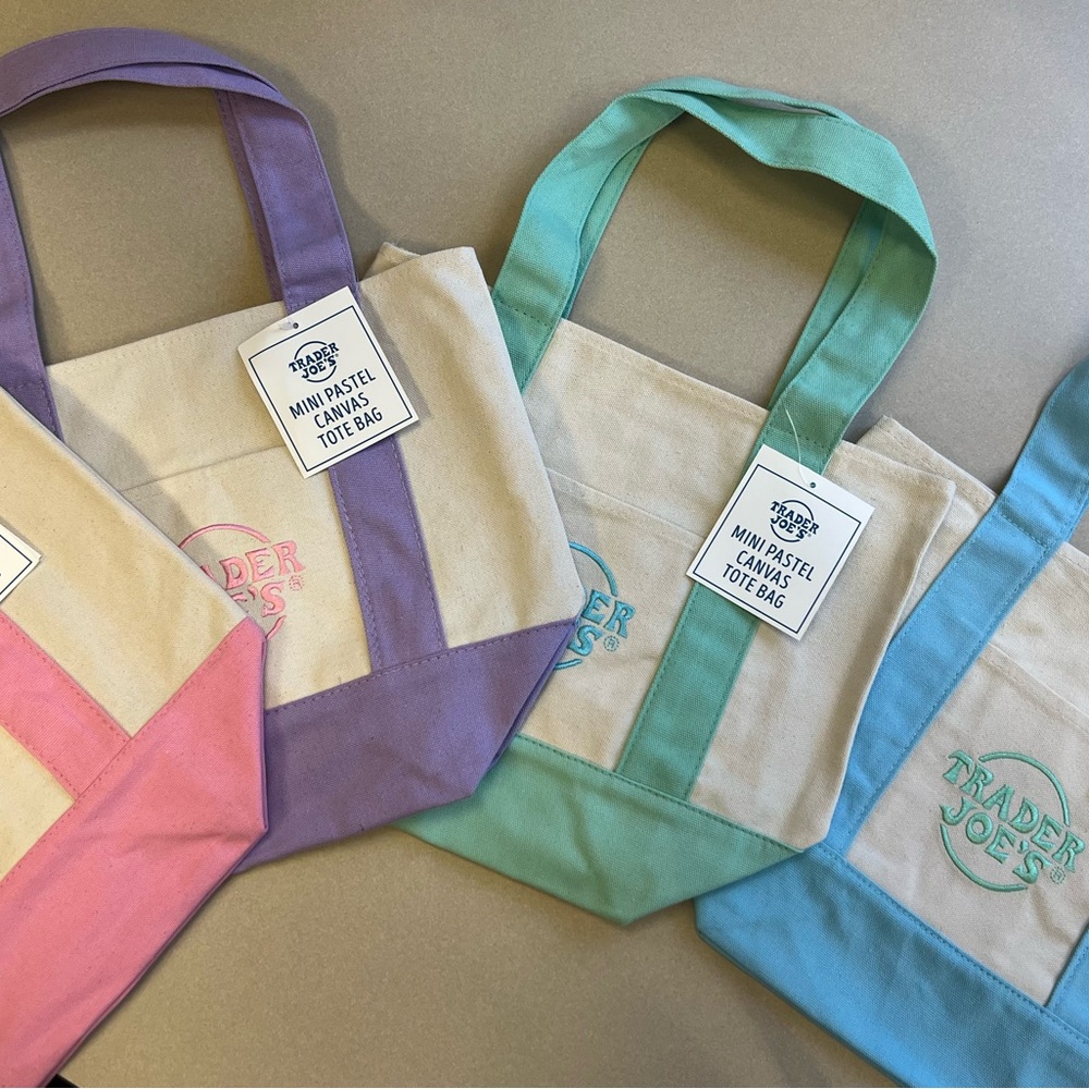 Mini Pastel Canvas Tote Bag Set